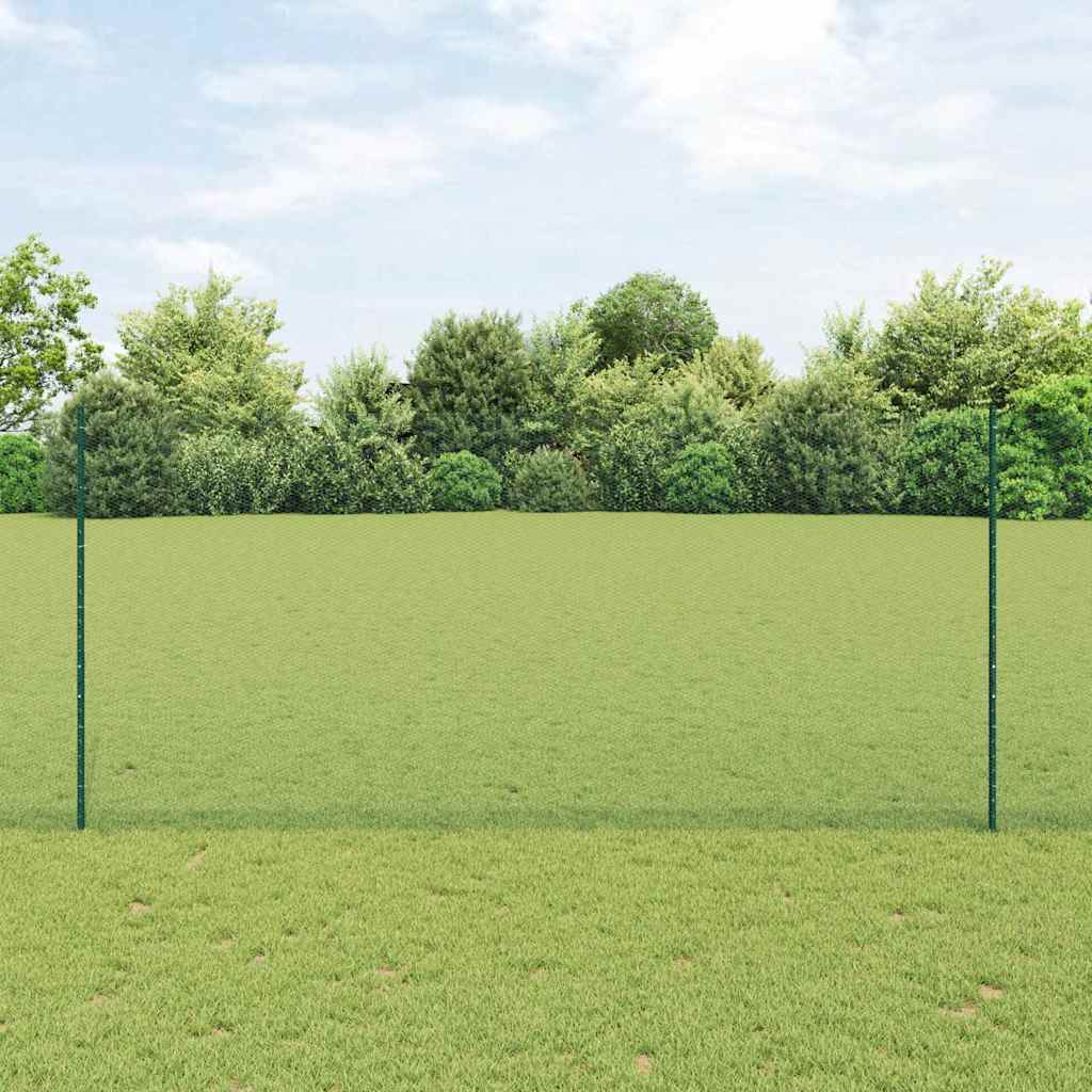 Vidaxl hek met paal groen 1,4 x 25 m staal en pvc