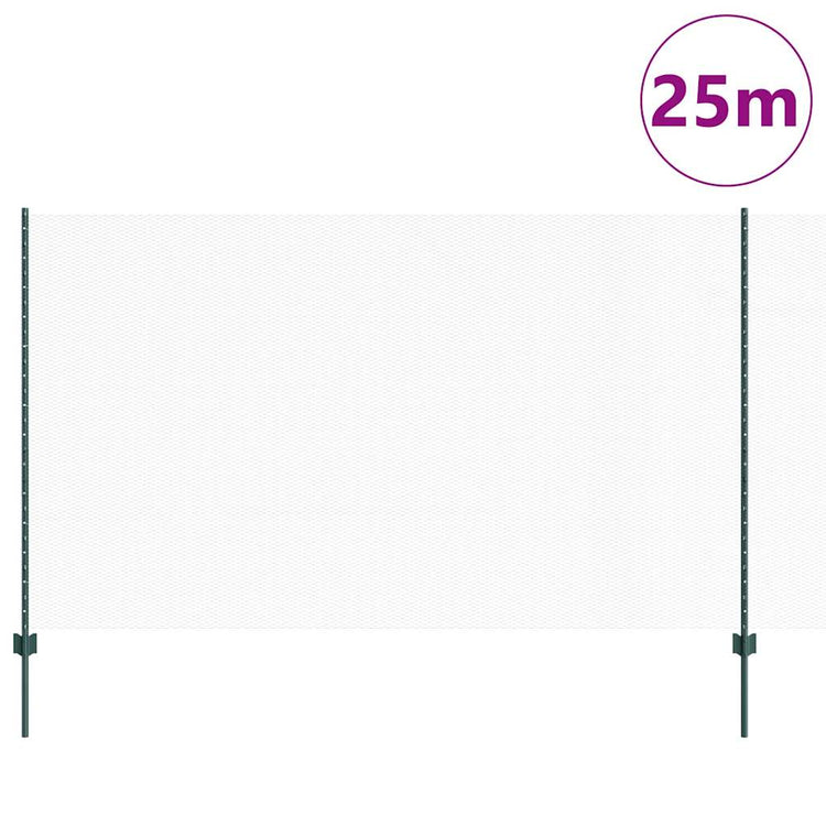 Vidaxl hek met paal groen 1,4 x 25 m staal en pvc
