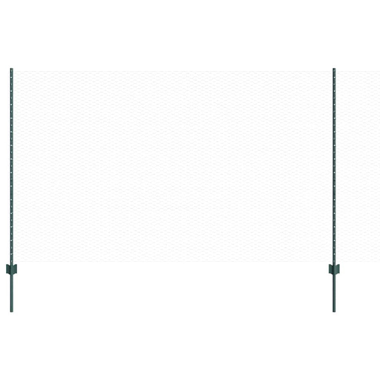 Vidaxl hek met paal groen 1,4 x 25 m staal