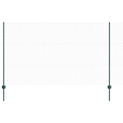Vidaxl hek met paal groen 1,4 x 25 m staal