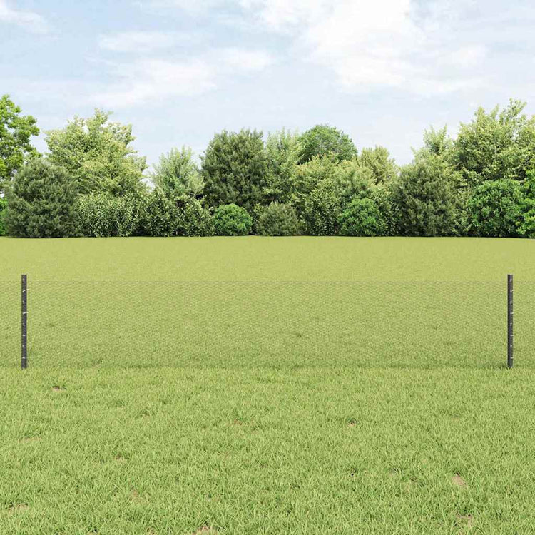 Vidaxl zeshoekig gaasgek met palen 10 x 0,4 m pvc-coated staal grijs