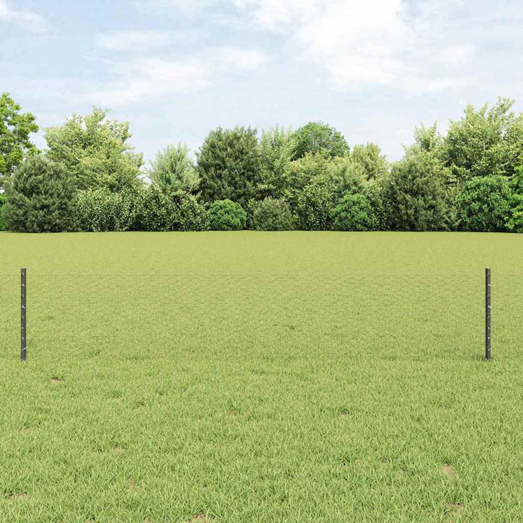 Vidaxl zeshoekig gaasgek met palen 10 x 0,4 m pvc-coated staal grijs