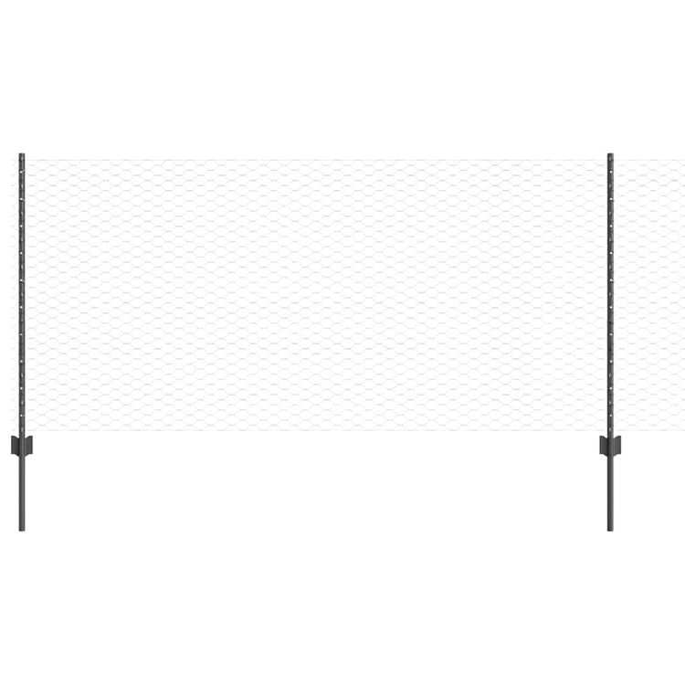 Vidaxl zeshoekig gaasgek met palen 10 x 1 m pvc-coated staal grijs