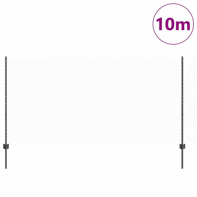 Vidaxl zeshoekig gaasgek met palen 10 x 1,2 m pvc-coated staal grijs