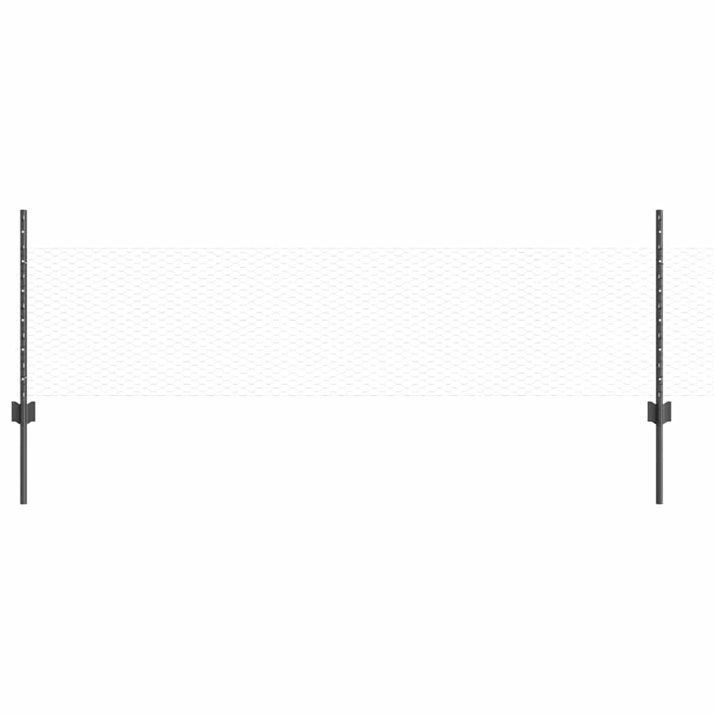 Vidaxl hek met paal grijs 0,5 x 25 m staal