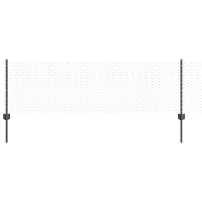 Vidaxl zeshoekig gaasgek met palen 25 x 0,6 m pvc-coated staal grijs