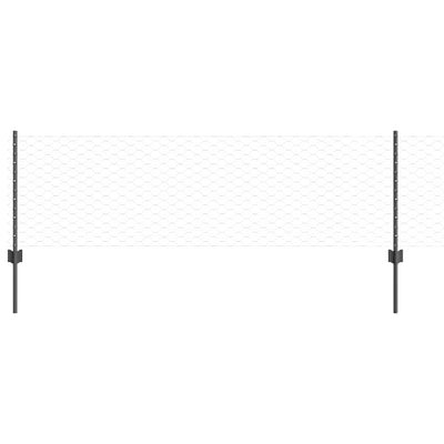 Vidaxl zeshoekig gaasgek met palen 25 x 0,6 m pvc-coated staal grijs