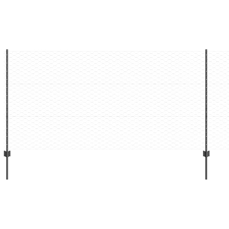 Vidaxl zeshoekig gaasgek met palen 25 x 1,2 m pvc-coated staal grijs