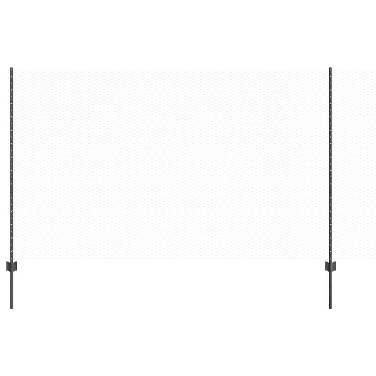 Vidaxl zeshoekig gaasgek met palen 25 x 1,4 m pvc-coated staal grijs