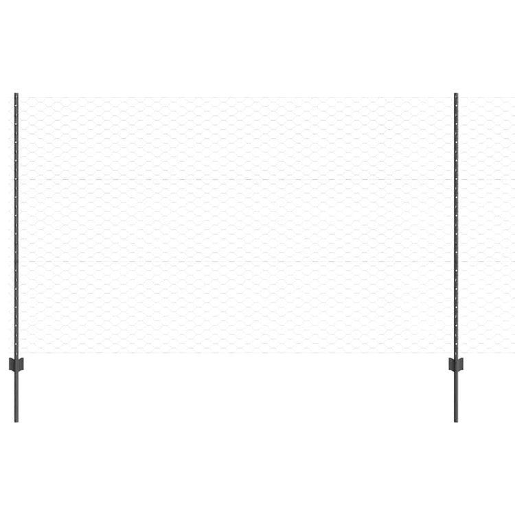 Vidaxl zeshoekig gaasgek met palen 25 x 1,4 m pvc-coated staal grijs