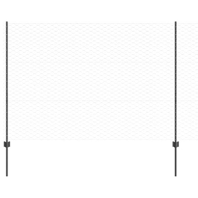 Vidaxl zeshoekig gaasgek met palen 25 x 1,5 m pvc-coated staal grijs