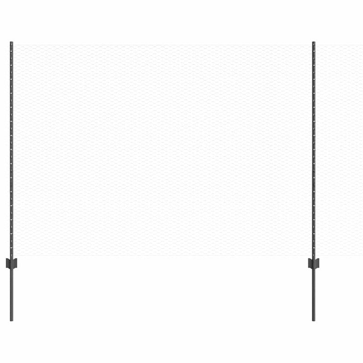 Vidaxl zeshoekig gaasgek met palen 25 x 1,6 m pvc-coated staal grijs