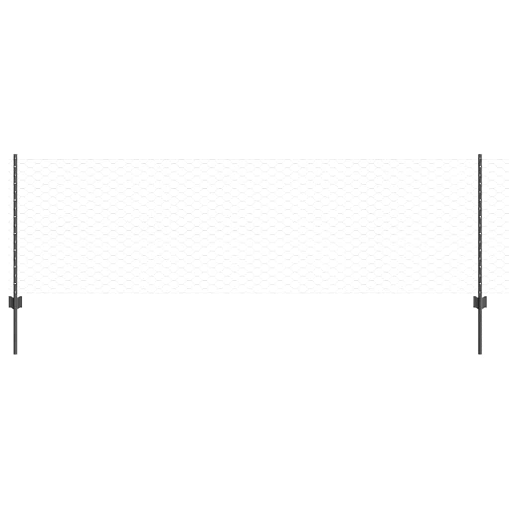 Vidaxl hek met paal grijs 0,8 x 50 m staal en pvc