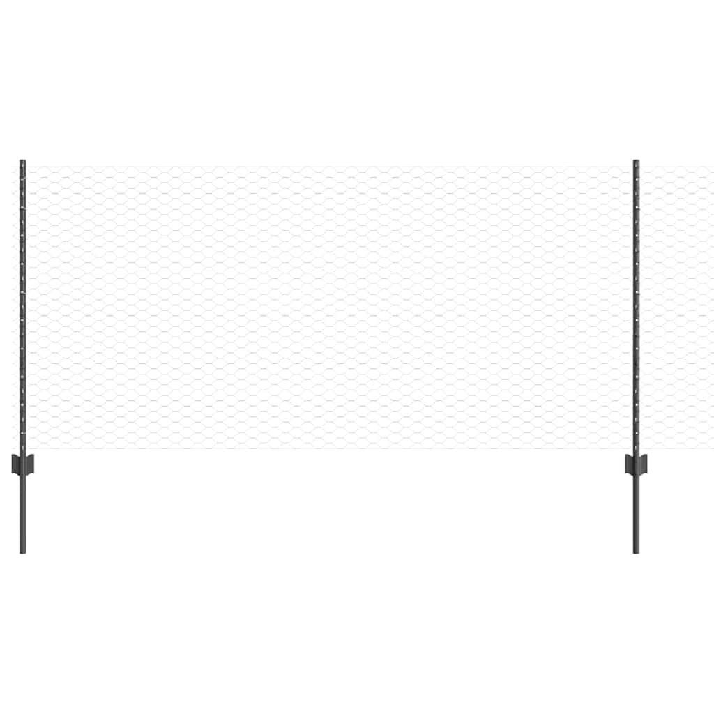 Vidaxl hek met paal grijs 1 x 50 m staal en pvc