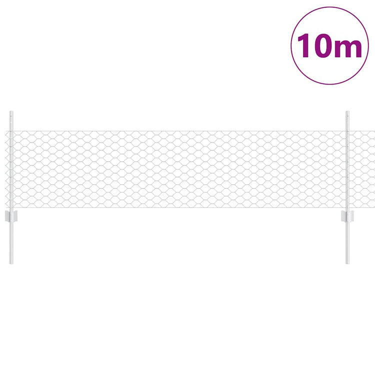 Vidaxl zeshoekig gaasgek met palen 10 x 0,5 m gegalvaniseerd staal