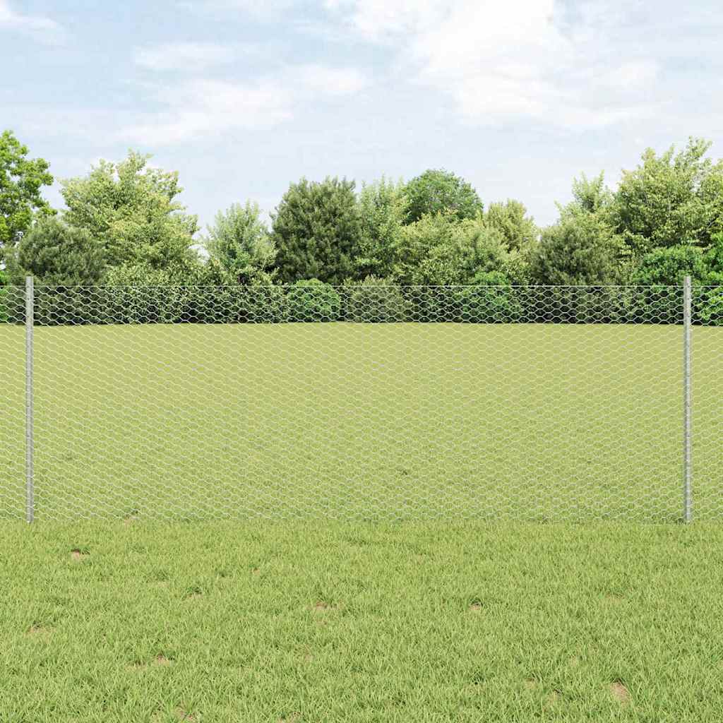 Vidaxl zeshoekig gaasgek met palen 10 x 0,8 m gegalvaniseerd staal