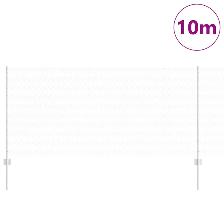 Vidaxl zeshoekig gaasgek met palen 10 x 1 m gegalvaniseerd staal mesh