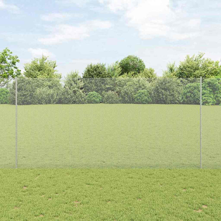 Vidaxl hek met paal zilver 1,5 x 10 m staal