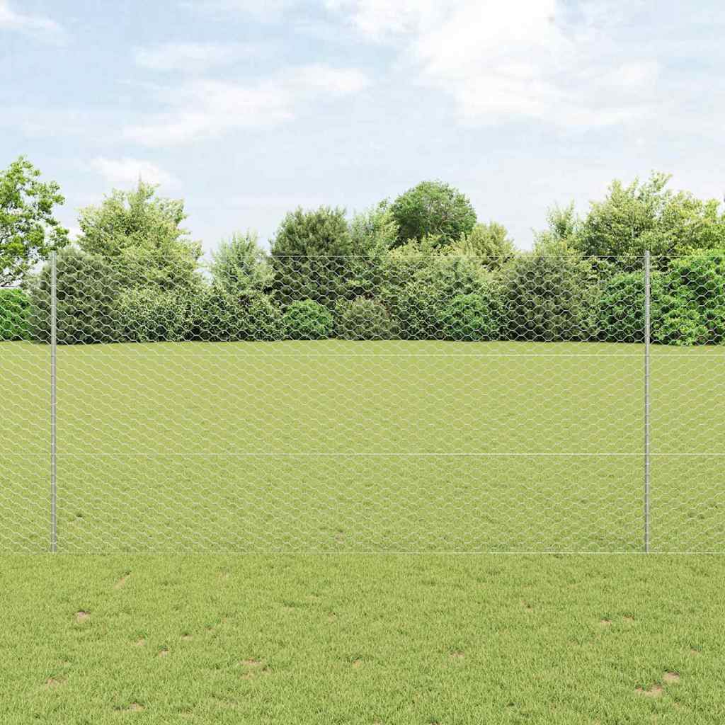 Vidaxl hek met paal zilver 1,5 x 10 m staal