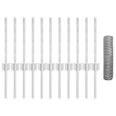 Vidaxl hek met paal zilver 0,4 x 25 m staal