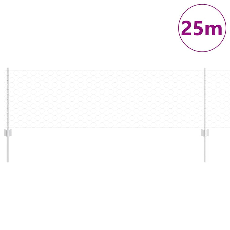 Vidaxl zeshoekig gaasgek met palen 25 x 0,6 m gegalvaniseerd staal