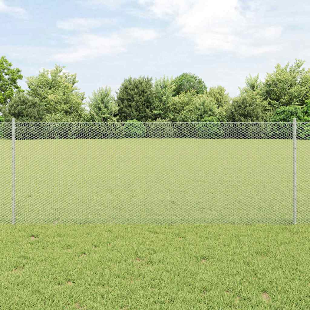 Vidaxl hek met paal zilver 0,8 x 25 m staal