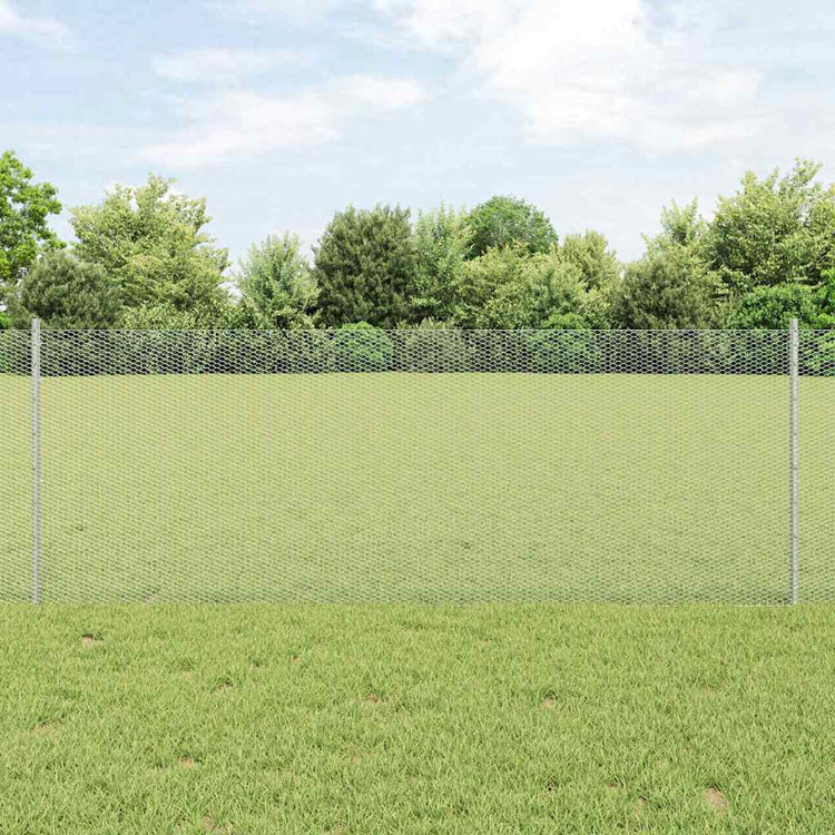 Vidaxl hek met paal zilver 0,8 x 25 m staal