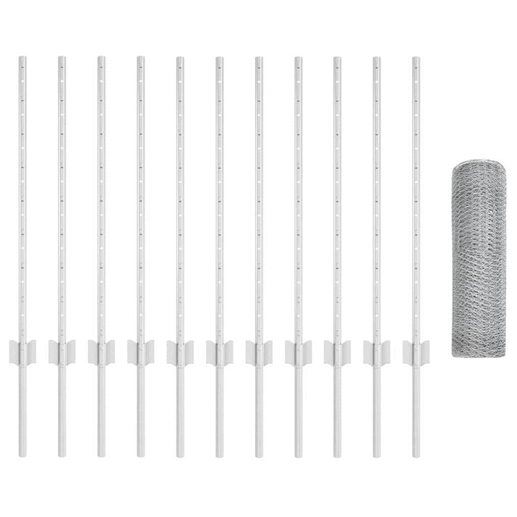 Vidaxl hek met paal zilver 0,8 x 25 m staal