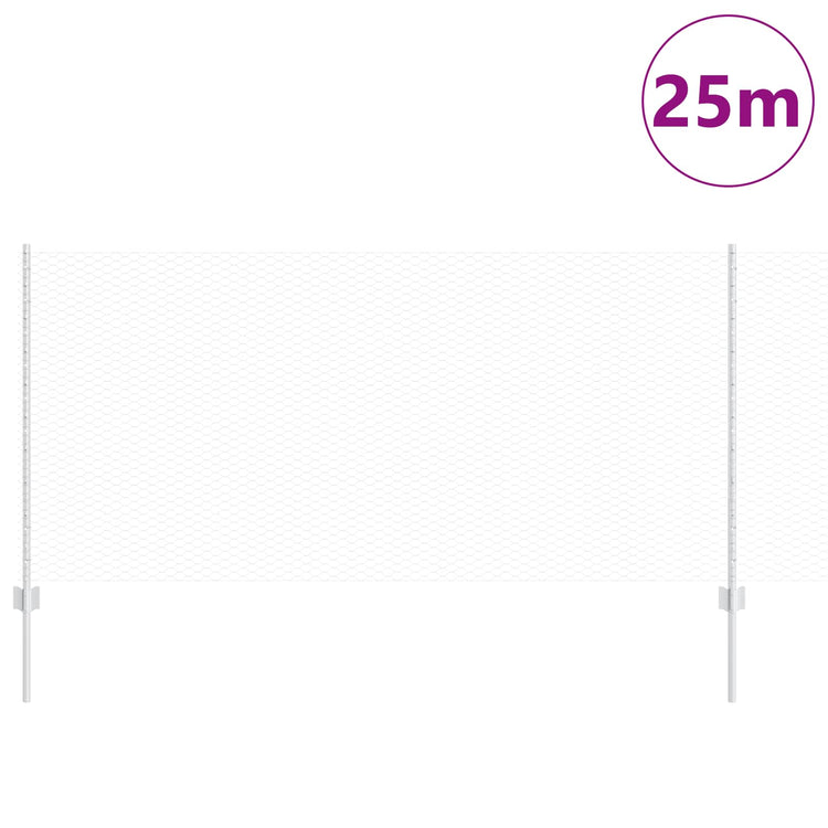 Vidaxl zeshoekig gaasgek met palen 25 x 1 m gegalvaniseerd staal mesh