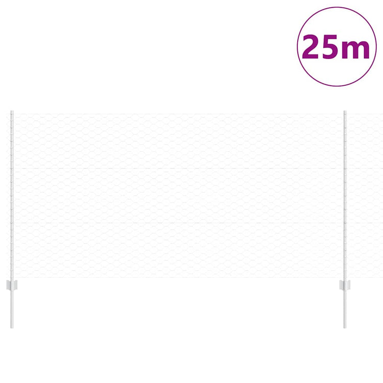Vidaxl zeshoekig gaasgek met palen 25 x 1,2 m gegalvaniseerd staal