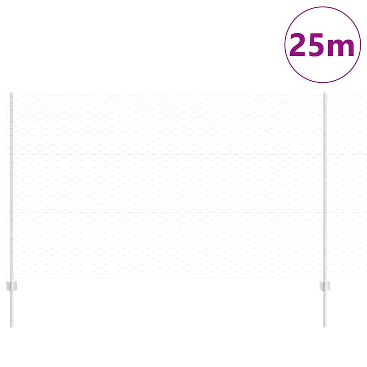 Vidaxl zeshoekig gaasgek met palen 25 x 1,4 m gegalvaniseerd staal