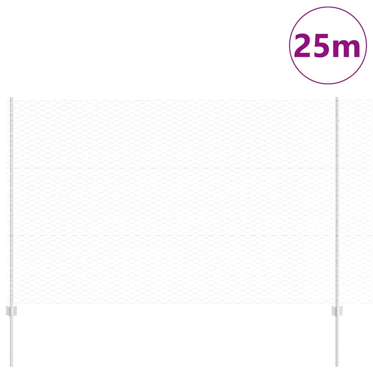 Vidaxl zeshoekig gaasgek met palen 25 x 1,5 m gegalvaniseerd staal
