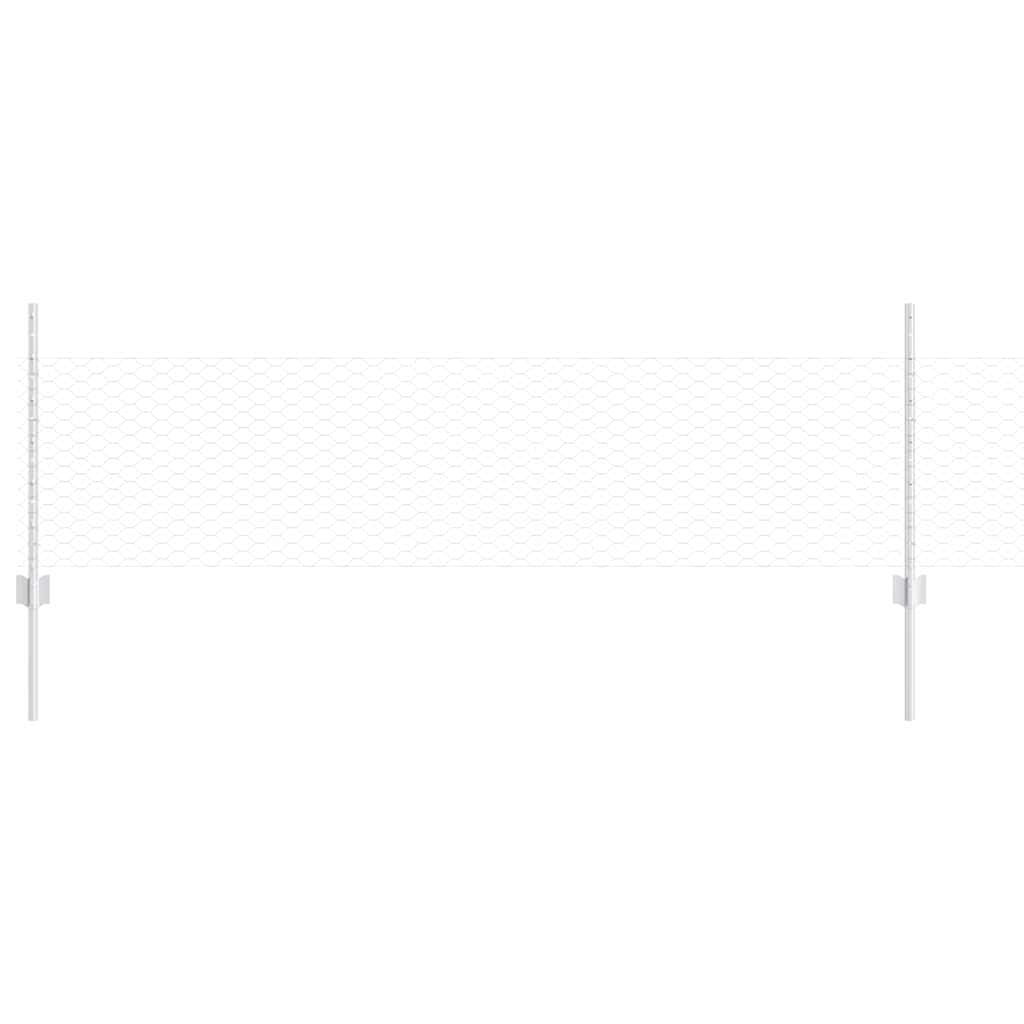 Vidaxl hek met paal zilver 0,5 x 50 m staal