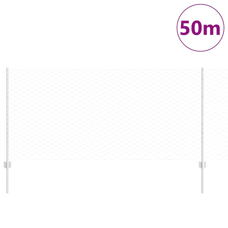 Vidaxl hek met paal zilver 1 x 50 m staal