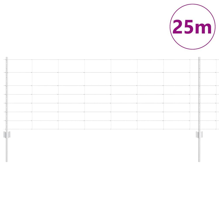 Vidaxl hek met paal zilver 0,8 x 25 m staal