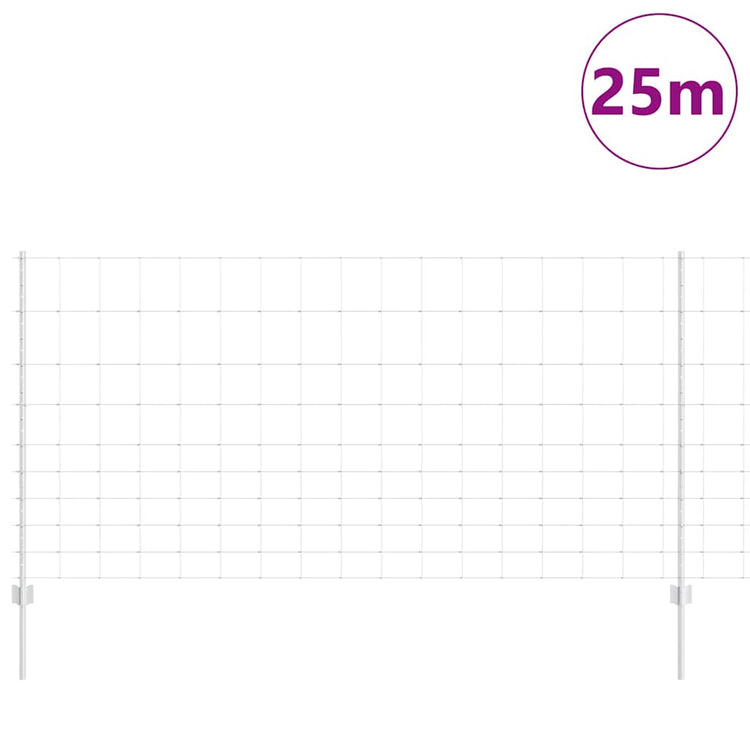 Vidaxl hek met paal zilver 1,2 x 25 m staal