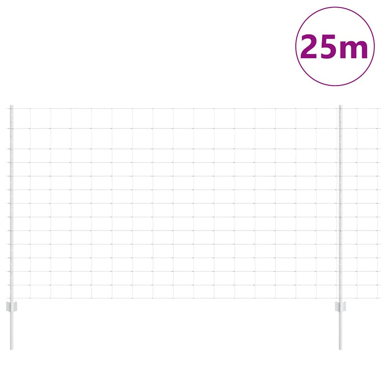 Vidaxl wildhek met palen 25 x 1,4 m gegalvaniseerd staal zilverkleurig