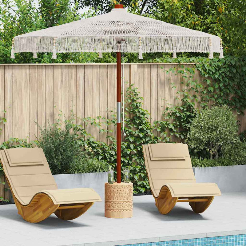 Vidaxl macramé parasol crème 252,5 x 252,5 x 260 cm katoen en teakhout
