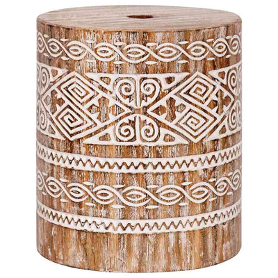 Vidaxl parasolvoet 23 kg wit gewassen massief hout cilindrisch