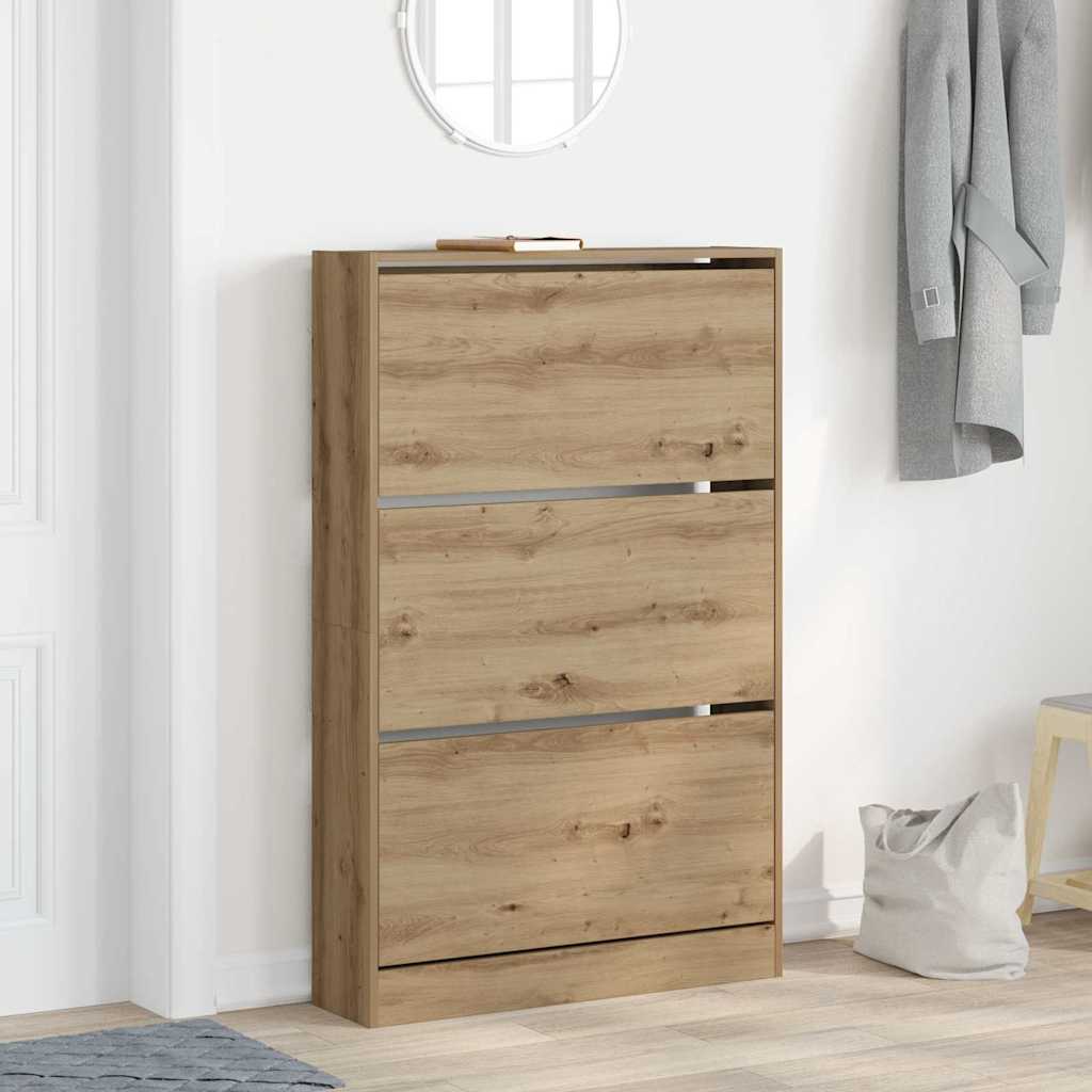 Vidaxl schoenenkast 80 x 21 x 125,5 cm bewerkt hout artisan eiken