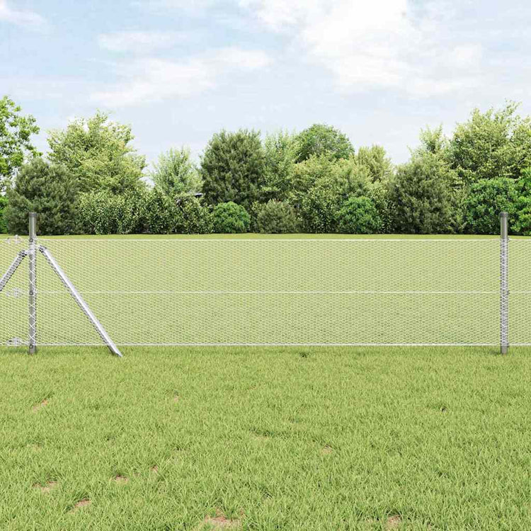 Vidaxl hexagon hek 0,5 x 10 m verzinkt staal zilver