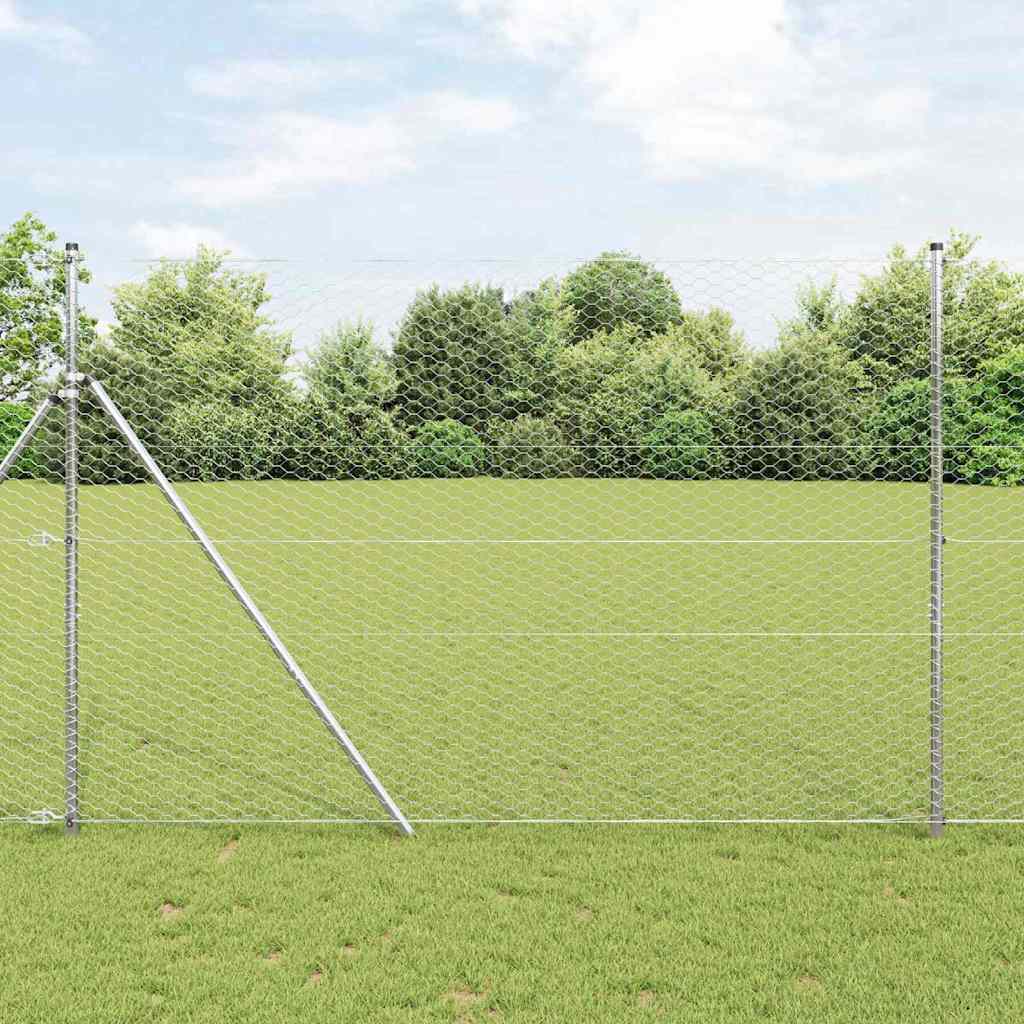 Vidaxl hexagon hek 1,5 x 10 m verzinkt staal zilver