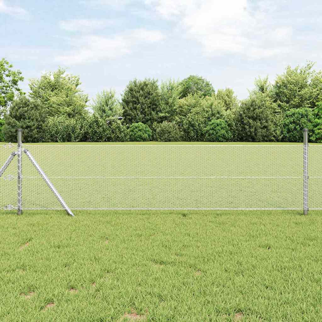 Vidaxl hexagon hek 0,6 x 25 m verzinkt staal zilver