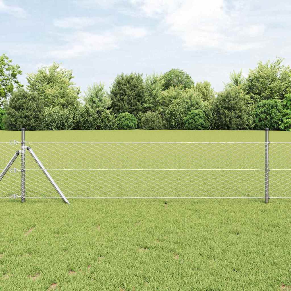 Vidaxl hexagon hek zilver 0,5 x 50 m gegalvaniseerd staal