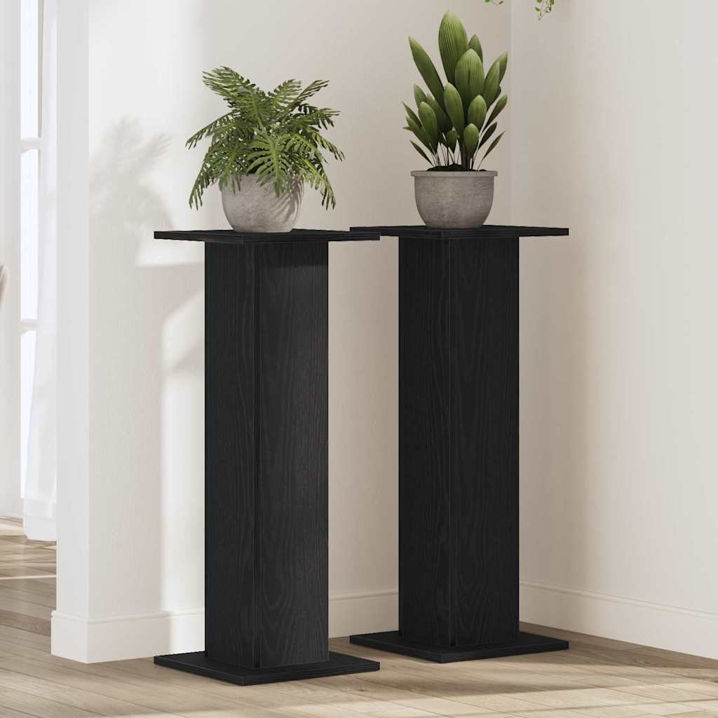 Vidaxl plantenstandaard 2 st zwart eiken 30 x 30 x 80 cm bewerkt hout