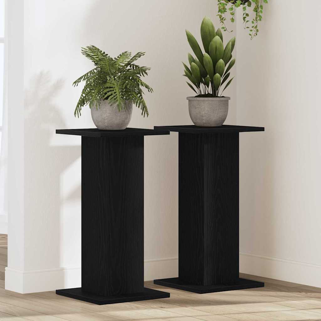 Vidaxl plantenstandaard 2 st zwart eiken 30 x 30 x 60 cm bewerkt hout
