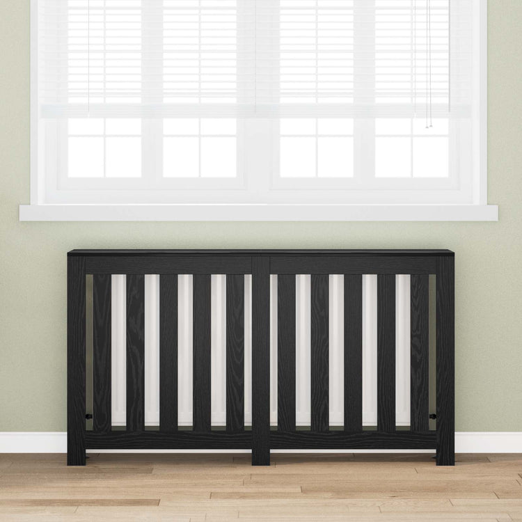Vidaxl radiatorafdekking zwart eiken 149 x 20 x 82 cm bewerkt hout