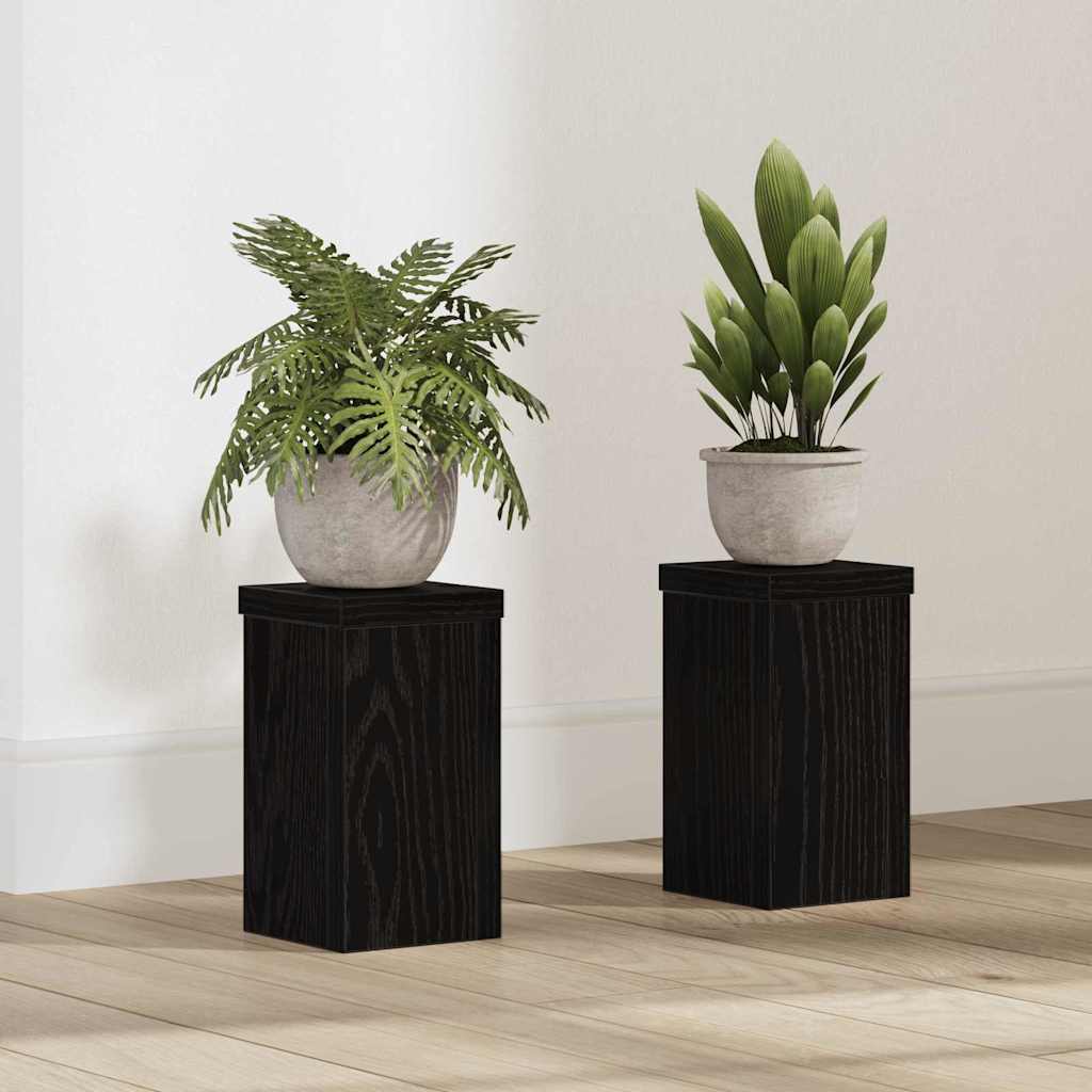 Vidaxl plantenstandaard 2 st zwart eiken 10 x 10 x 18 cm bewerkt hout