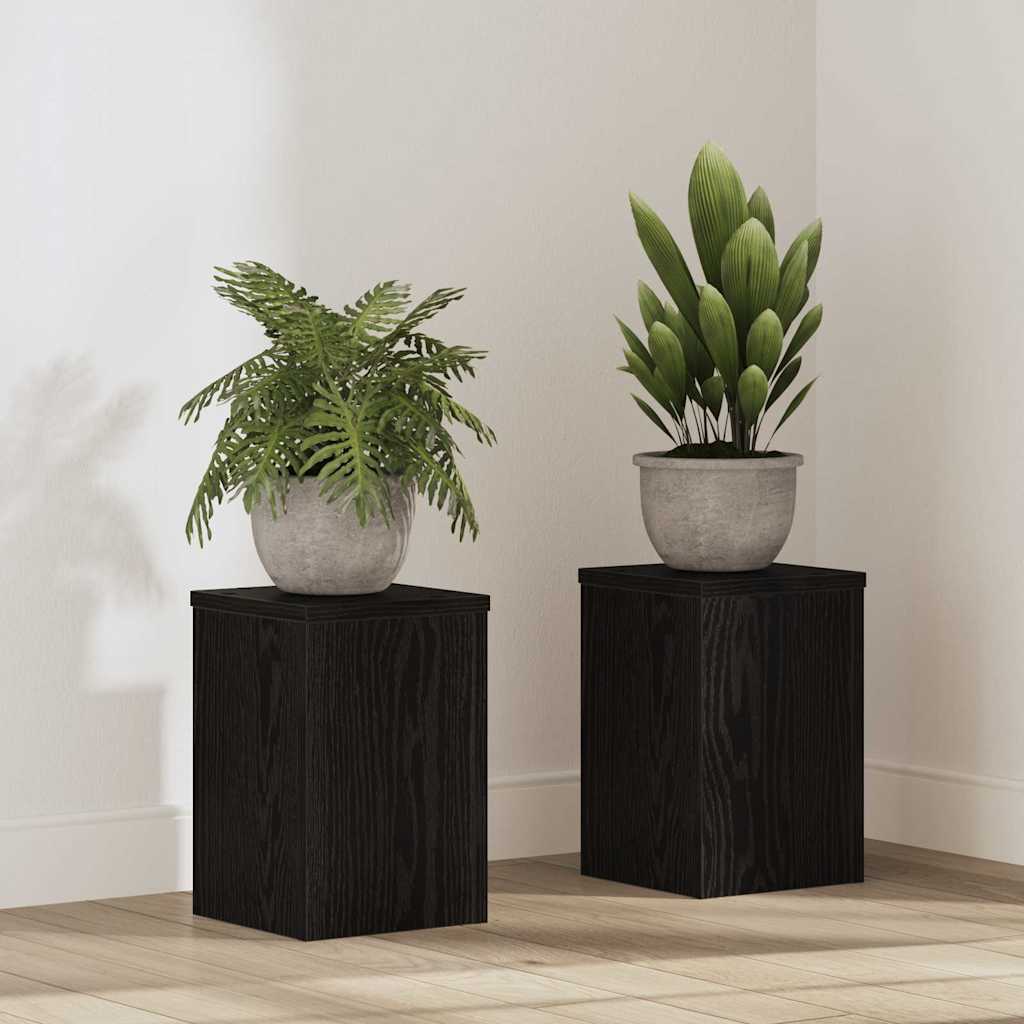 Vidaxl plantenstandaard 2 st zwart eiken 20 x 20 x 30 cm bewerkt hout