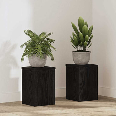 Vidaxl plantenstandaard 2 st zwart eiken 20 x 20 x 30 cm bewerkt hout